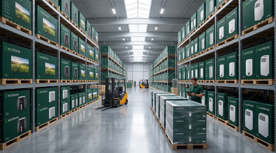 Entrepôt rempli de produits ecoHome